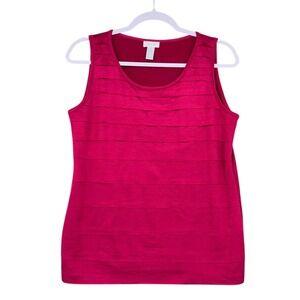 Chico's Women's Raspberry Pink Sleeveless Tiered Tank Top‎ Blouse Size 4